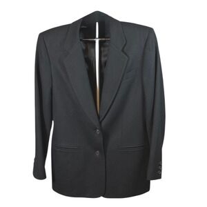 Lands End Womens Regular 10 Wool Blazer Black Single Button Classic Fit